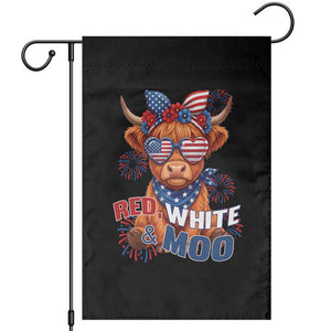 Red White and Moo Funny Patriotic Highland Cow Garden Flag Cute American Flag Sunglasses and Bandana Summer Fireworks TS02 Black Print Your Wear