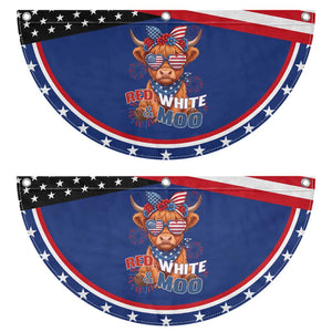 Red White and Moo Funny Highland Cow Patriotic Fan Flag Cute American Flag Sunglasses and Bandana Summer Fireworks
