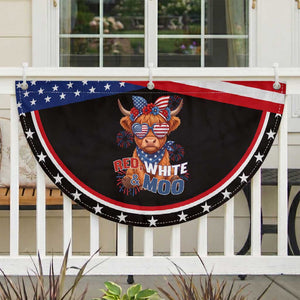 Red White and Moo Funny Highland Cow Patriotic Fan Flag Cute American Flag Sunglasses and Bandana Summer Fireworks