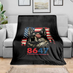 Vintage Patriotic German Shepherd 1776 Graphic Throw Blanket American Flag Sunglasses Cool Dog 4th of July Distressed TS02 Print Your Wear