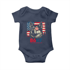 Vintage Patriotic German Shepherd 1776 Graphic Baby Onesie American Flag Sunglasses Cool Dog 4th of July Distressed TS02 Navy Print Your Wear