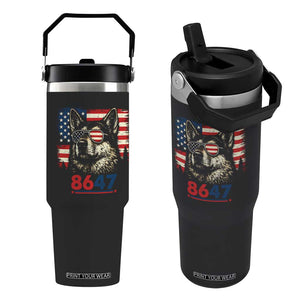Vintage Patriotic German Shepherd 1776 Graphic Flip Straw Tumbler American Flag Sunglasses Cool Dog 4th of July Distressed TS02 One Size: 30 oz Black Print Your Wear