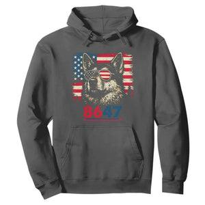 Vintage Patriotic German Shepherd 1776 Graphic Hoodie American Flag Sunglasses Cool Dog 4th of July Distressed TS02 Dark Heather Print Your Wear