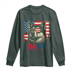 Vintage Patriotic German Shepherd 1776 Graphic Long Sleeve Shirt American Flag Sunglasses Cool Dog 4th of July Distressed TS02 Dark Forest Green Print Your Wear