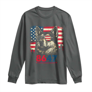 Vintage Patriotic German Shepherd 1776 Graphic Long Sleeve Shirt American Flag Sunglasses Cool Dog 4th of July Distressed TS02 Dark Heather Print Your Wear