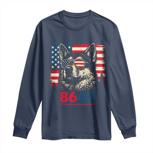 Vintage Patriotic German Shepherd 1776 Graphic Long Sleeve Shirt American Flag Sunglasses Cool Dog 4th of July Distressed TS02 Navy Print Your Wear
