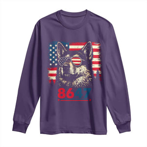 Vintage Patriotic German Shepherd 1776 Graphic Long Sleeve Shirt American Flag Sunglasses Cool Dog 4th of July Distressed TS02 Purple Print Your Wear