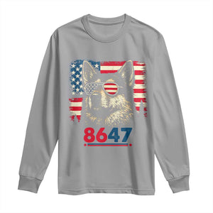 Vintage Patriotic German Shepherd 1776 Graphic Long Sleeve Shirt American Flag Sunglasses Cool Dog 4th of July Distressed TS02 Sport Gray Print Your Wear