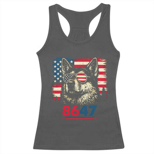 Vintage Patriotic German Shepherd 1776 Graphic Racerback Tank Top American Flag Sunglasses Cool Dog 4th of July Distressed TS02 Dark Heather Print Your Wear