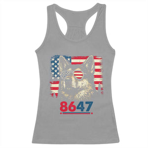 Vintage Patriotic German Shepherd 1776 Graphic Racerback Tank Top American Flag Sunglasses Cool Dog 4th of July Distressed TS02 Sport Gray Print Your Wear