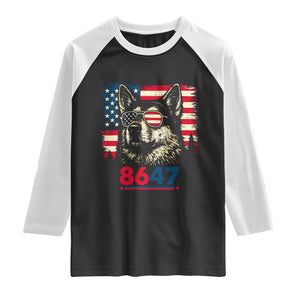 Vintage Patriotic German Shepherd 1776 Graphic Raglan Shirt American Flag Sunglasses Cool Dog 4th of July Distressed TS02 Black White Print Your Wear