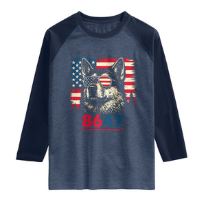Vintage Patriotic German Shepherd 1776 Graphic Raglan Shirt American Flag Sunglasses Cool Dog 4th of July Distressed TS02 Heather Denim Navy Print Your Wear