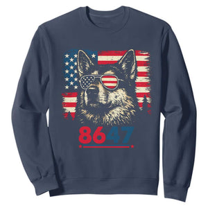 Vintage Patriotic German Shepherd 1776 Graphic Sweatshirt American Flag Sunglasses Cool Dog 4th of July Distressed TS02 Navy Print Your Wear