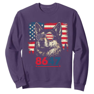 Vintage Patriotic German Shepherd 1776 Graphic Sweatshirt American Flag Sunglasses Cool Dog 4th of July Distressed TS02 Purple Print Your Wear