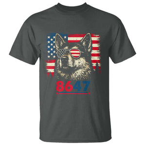 Vintage Patriotic German Shepherd 1776 Graphic T Shirt American Flag Sunglasses Cool Dog 4th of July Distressed TS02 Dark Heather Print Your Wear