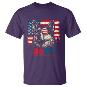 Vintage Patriotic German Shepherd 1776 Graphic T Shirt American Flag Sunglasses Cool Dog 4th of July Distressed TS02 Purple Print Your Wear