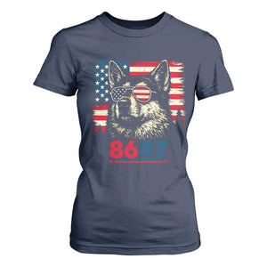 Vintage Patriotic German Shepherd 1776 Graphic T Shirt For Women American Flag Sunglasses Cool Dog 4th of July Distressed TS02 Navy Print Your Wear