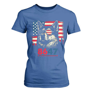 Vintage Patriotic German Shepherd 1776 Graphic T Shirt For Women American Flag Sunglasses Cool Dog 4th of July Distressed TS02 Royal Blue Print Your Wear