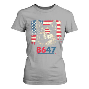 Vintage Patriotic German Shepherd 1776 Graphic T Shirt For Women American Flag Sunglasses Cool Dog 4th of July Distressed TS02 Sport Gray Print Your Wear