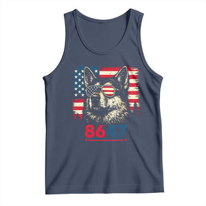 Vintage Patriotic German Shepherd 1776 Graphic Tank Top American Flag Sunglasses Cool Dog 4th of July Distressed TS02 Navy Print Your Wear