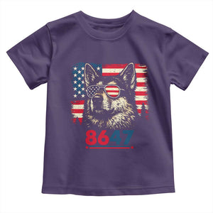 Vintage Patriotic German Shepherd 1776 Graphic Toddler T Shirt American Flag Sunglasses Cool Dog 4th of July Distressed TS02 Purple Print Your Wear