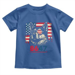Vintage Patriotic German Shepherd 1776 Graphic Toddler T Shirt American Flag Sunglasses Cool Dog 4th of July Distressed TS02 Royal Blue Print Your Wear