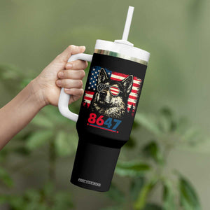 Vintage Patriotic German Shepherd 1776 Graphic Tumbler With Handle American Flag Sunglasses Cool Dog 4th of July Distressed TS02 Print Your Wear