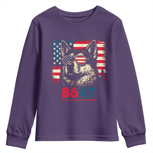 Vintage Patriotic German Shepherd 1776 Graphic Youth Sweatshirt American Flag Sunglasses Cool Dog 4th of July Distressed