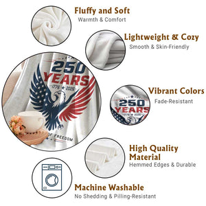 250 Years of Freedom Commemorative Patriotic Eagle Throw Blanket Majestic American Flag Winged Eagle 1776 to 2026 Semiquincentennial TS02 Print Your Wear