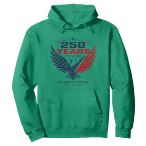 250 Years of Freedom Commemorative Patriotic Eagle Hoodie Majestic American Flag Winged Eagle 1776 to 2026 Semiquincentennial TS02 Irish Green Print Your Wear