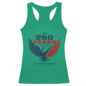 250 Years of Freedom Commemorative Patriotic Eagle Racerback Tank Top Majestic American Flag Winged Eagle 1776 to 2026 Semiquincentennial TS02 Irish Green Print Your Wear