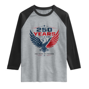 250 Years of Freedom Commemorative Patriotic Eagle Raglan Shirt Majestic American Flag Winged Eagle 1776 to 2026 Semiquincentennial TS02 Heather Gray Black Print Your Wear
