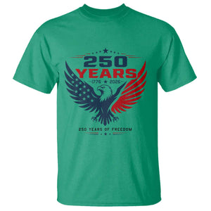 250 Years of Freedom Commemorative Patriotic Eagle T Shirt Majestic American Flag Winged Eagle 1776 to 2026 Semiquincentennial TS02 Irish Green Print Your Wear