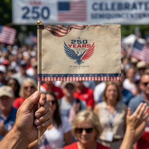250 Years of Freedom Commemorative Eagle Patriotic Handheld Flag Majestic American Flag Winged Eagle 1776 to 2026 Semiquincentennial
