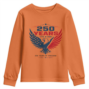 250 Years of Freedom Commemorative Patriotic Eagle Youth Sweatshirt Majestic American Flag Winged Eagle 1776 to 2026 Semiquincentennial TS02 Orange Print Your Wear