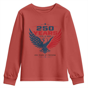 250 Years of Freedom Commemorative Patriotic Eagle Youth Sweatshirt Majestic American Flag Winged Eagle 1776 to 2026 Semiquincentennial TS02 Red Print Your Wear