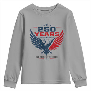 250 Years of Freedom Commemorative Patriotic Eagle Youth Sweatshirt Majestic American Flag Winged Eagle 1776 to 2026 Semiquincentennial TS02 Sport Gray Print Your Wear