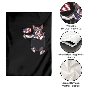 Funny Patriotic French Bulldog in Pocket Graphic Garden Flag Cute Frenchie Waving US Flag Sunglasses Faux Summer TS02 Print Your Wear