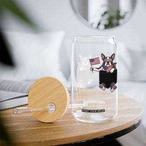 Funny Patriotic French Bulldog in Pocket Graphic Glass Can Cute Frenchie Waving US Flag Sunglasses Faux Summer TS02 Print Your Wear