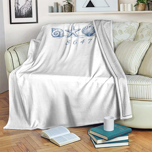 8647 Sea Shells Starfish Vintage Coastal Blue Line Graphic Throw Blanket Coded Political Satire