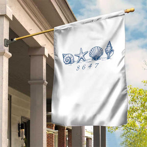 8647 Sea Shells Starfish Vintage Coastal Blue Line Graphic Garden Flag Coded Political Satire TS02 Print Your Wear