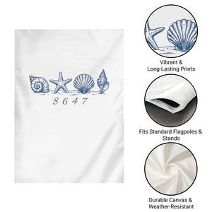 8647 Sea Shells Starfish Vintage Coastal Blue Line Graphic Garden Flag Coded Political Satire TS02 Print Your Wear