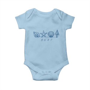 8647 Sea Shells Starfish Vintage Coastal Blue Line Graphic Baby Onesie Coded Political Satire TS02 Light Blue Print Your Wear