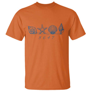 8647 Sea Shells Starfish Vintage Coastal Blue Line Graphic T Shirt Coded Political Satire TS02 Orange Print Your Wear