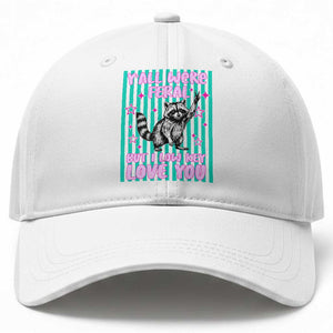 Y'all Were Feral But I Low Key Love You Pink Stripes Raccoon Baseball Cap Funny Teacher End of School Year TS02 Print Your Wear