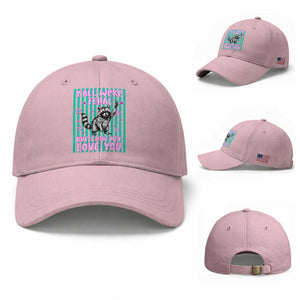 Y'all Were Feral But I Low Key Love You Pink Stripes Raccoon Baseball Cap Funny Teacher End of School Year TS02 Baseball Cap Universal Fit Light Pink Print Your Wear