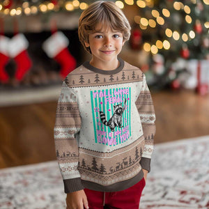 Y'all Were Feral But I Low Key Love You Pink Stripes Raccoon Ugly Christmas Sweater Funny Teacher End of School Year TS02 Mocha Mousse Print Your Wear