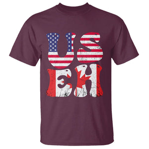 America Canada T Shirt Funny US EH Canadian American Flag Canada's Day Maple Leaf TS02 Maroon Printyourwear