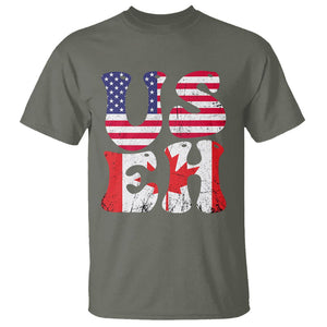 America Canada T Shirt Funny US EH Canadian American Flag Canada's Day Maple Leaf TS02 Military Green Printyourwear