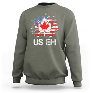 America Canada Sweatshirt Funny US EH Maple Leaf Canadian American Flag Canada's Day TS02 Military Green Printyourwear